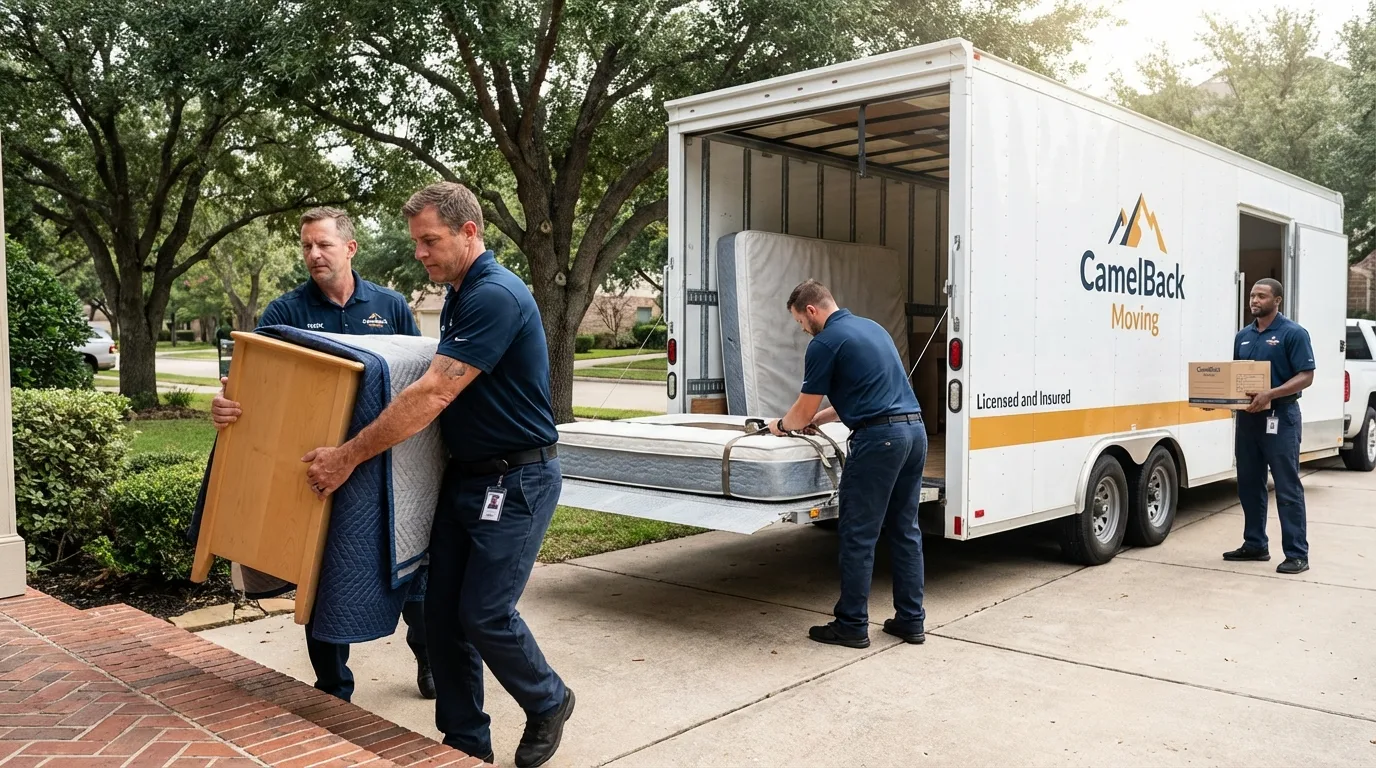Crew loading residential truck for cross-state move from Greenwich, OH